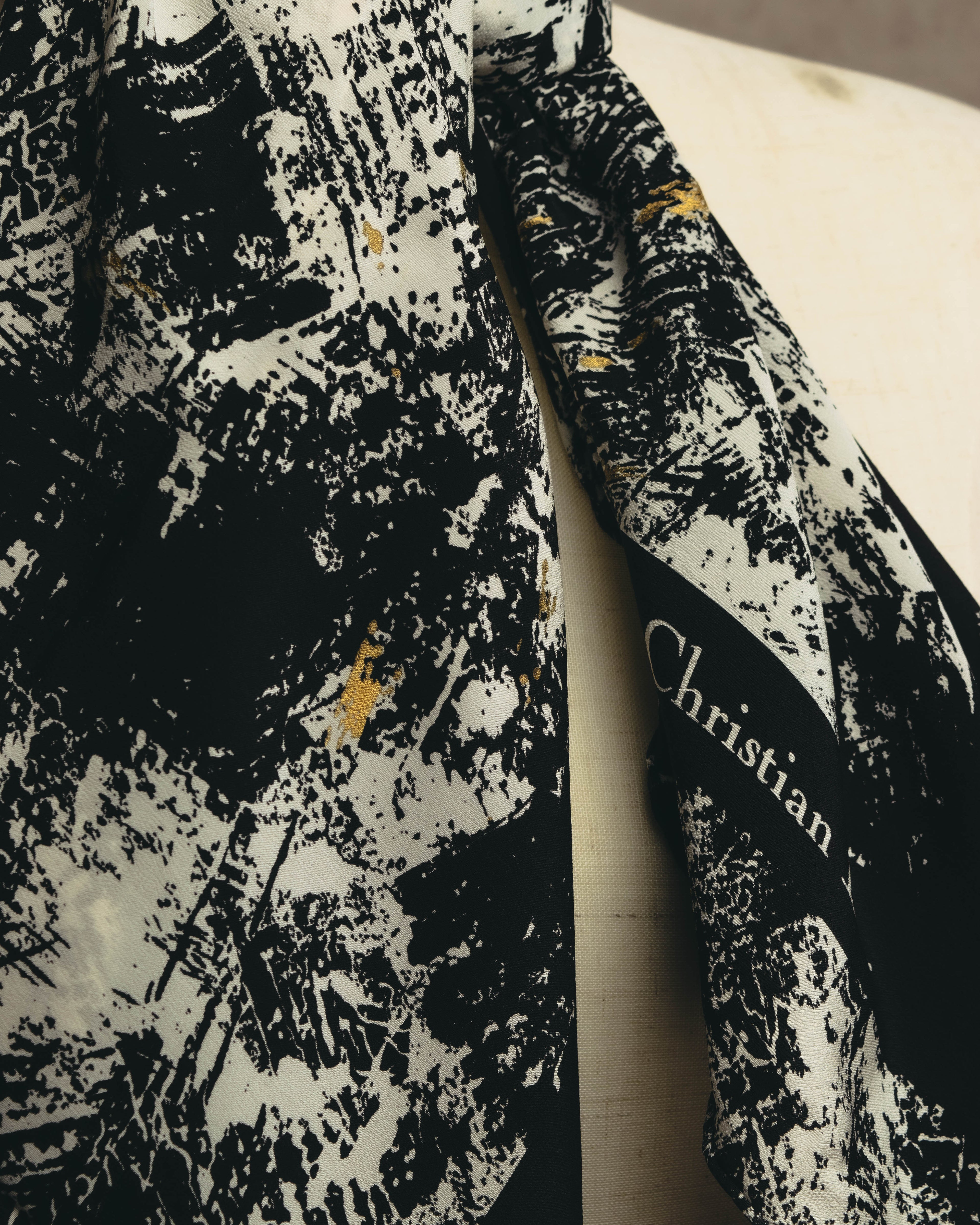 "Christian Dior" 80's-90's Artful abstract silk scarf