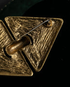 "YVES SAINT LAURENT" Granular texture diamond gold brooch