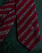 "GUCCI" Burgundy color diagonal stripe silk neck tie