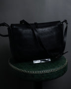 "YVES SAINT LAURENT" 80's-90's Wood toggle design pebbled leather bag