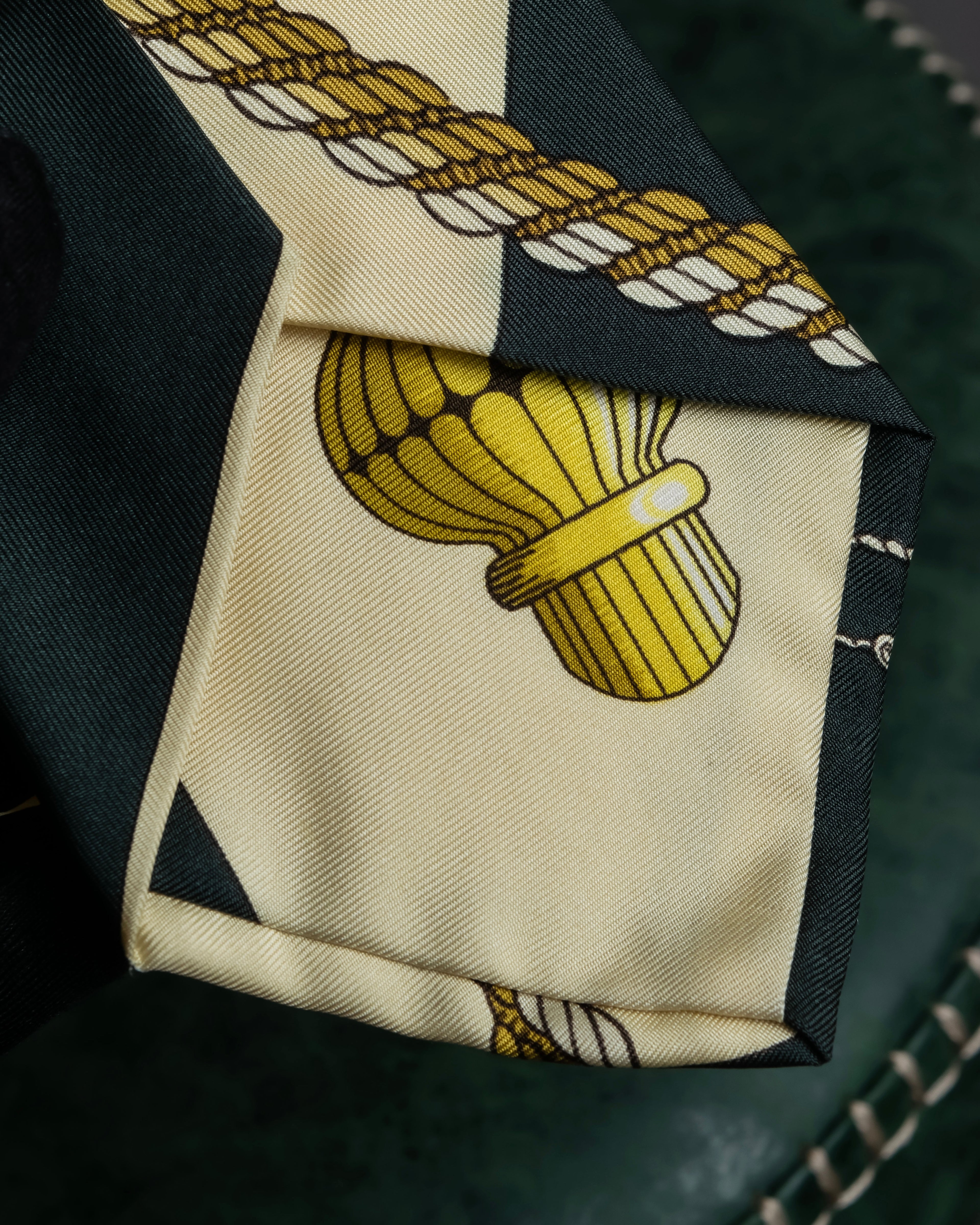 "HERMES" Horse harness motif silk neck tie