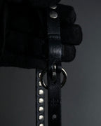 "MIU MIU" Silver metal stud design leather narrow belt