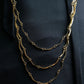 "YVES SAINT LAURENT" Gold three chain layered long necklace