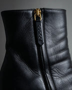 "GUCCI" Leather gg fringe heeled ankle boots