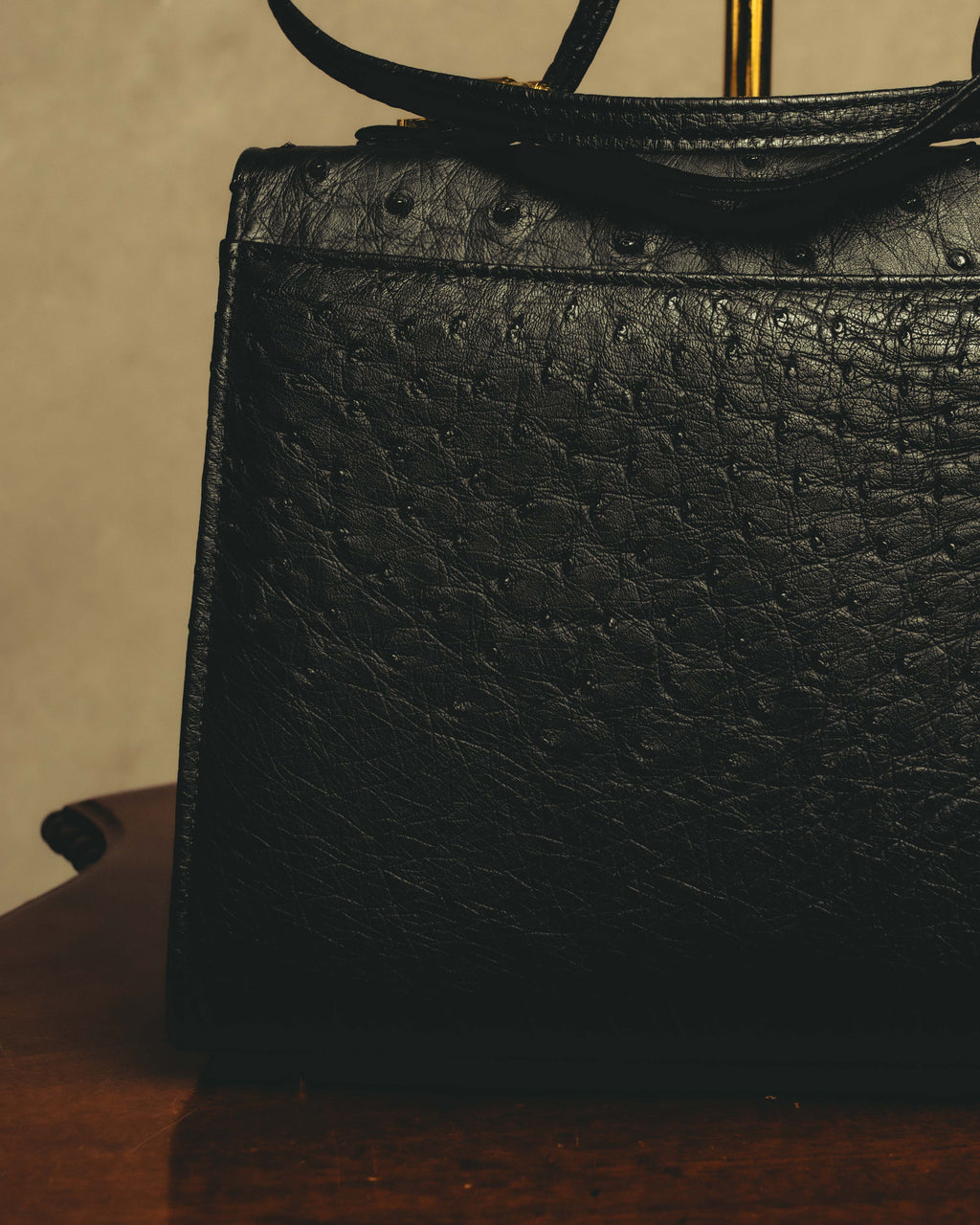 -SPECIAL- "Balenciaga" 90's-00's Ostrich leather structured top handle bag