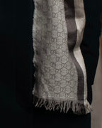 "GUCCI" GG monogram logo pattern fringe design stole