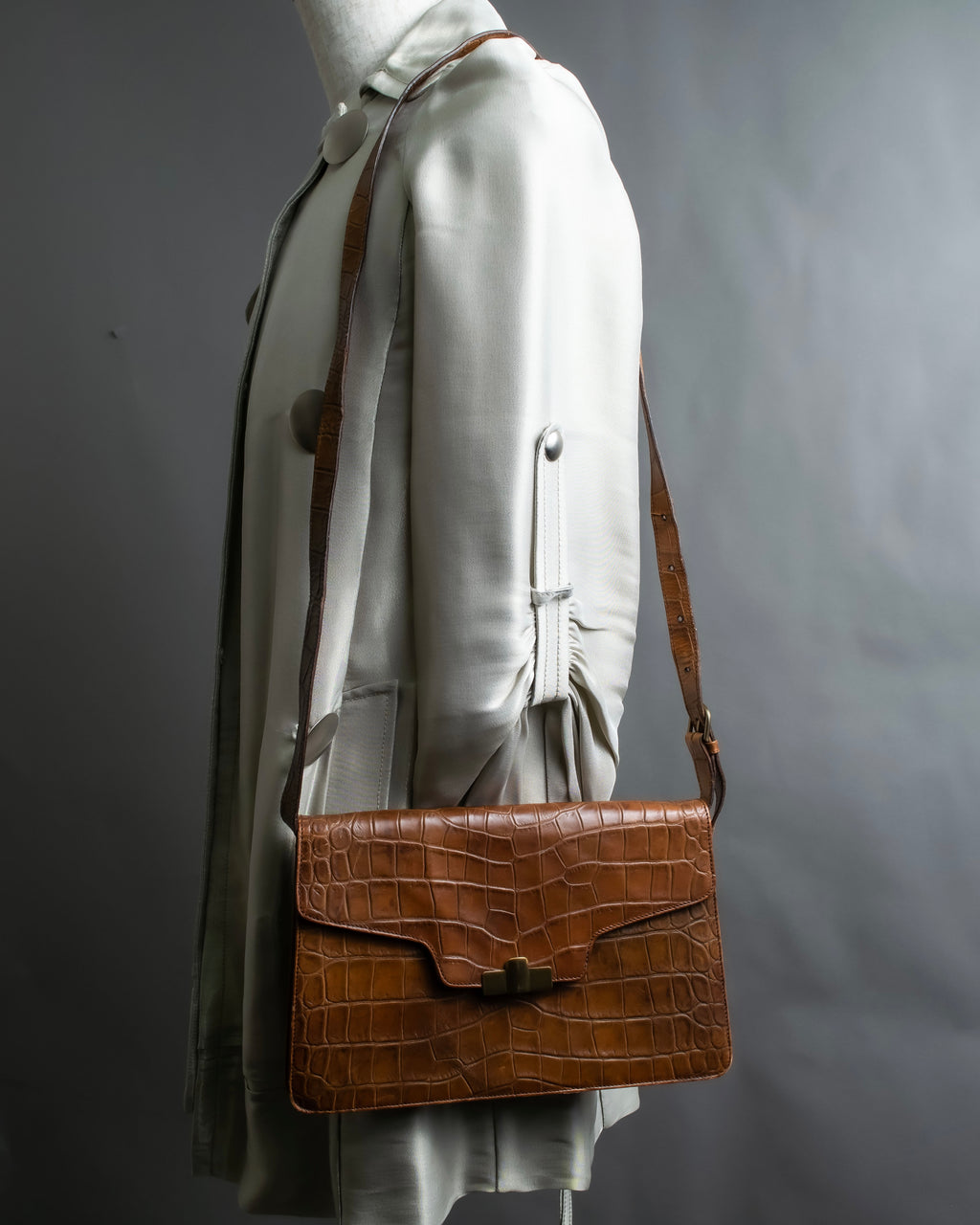 "GIORGIO ARMANI" crocodile leather box shoulder bag