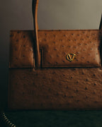 “GIOVANNI VALENTINO” Structured ostrich top handle bag