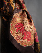 “GUCCI” 90’s Oriental motif silk carré scarf