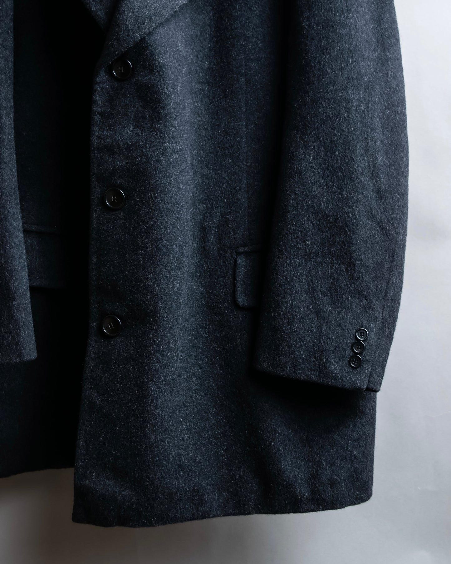 "Vintage brushed texture oversized mid-length chester coat"