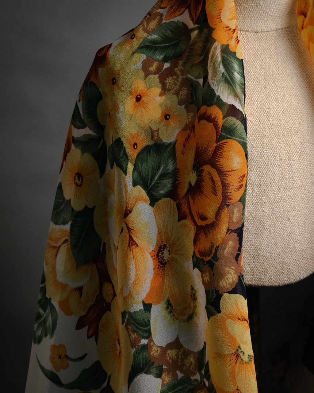 “Christian Dior” 80’s–90’s Botanical silk floral scarf