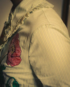 -SPECIAL- “GUCCI” 2017-2019 Floral embroidered ruffled striped shirt