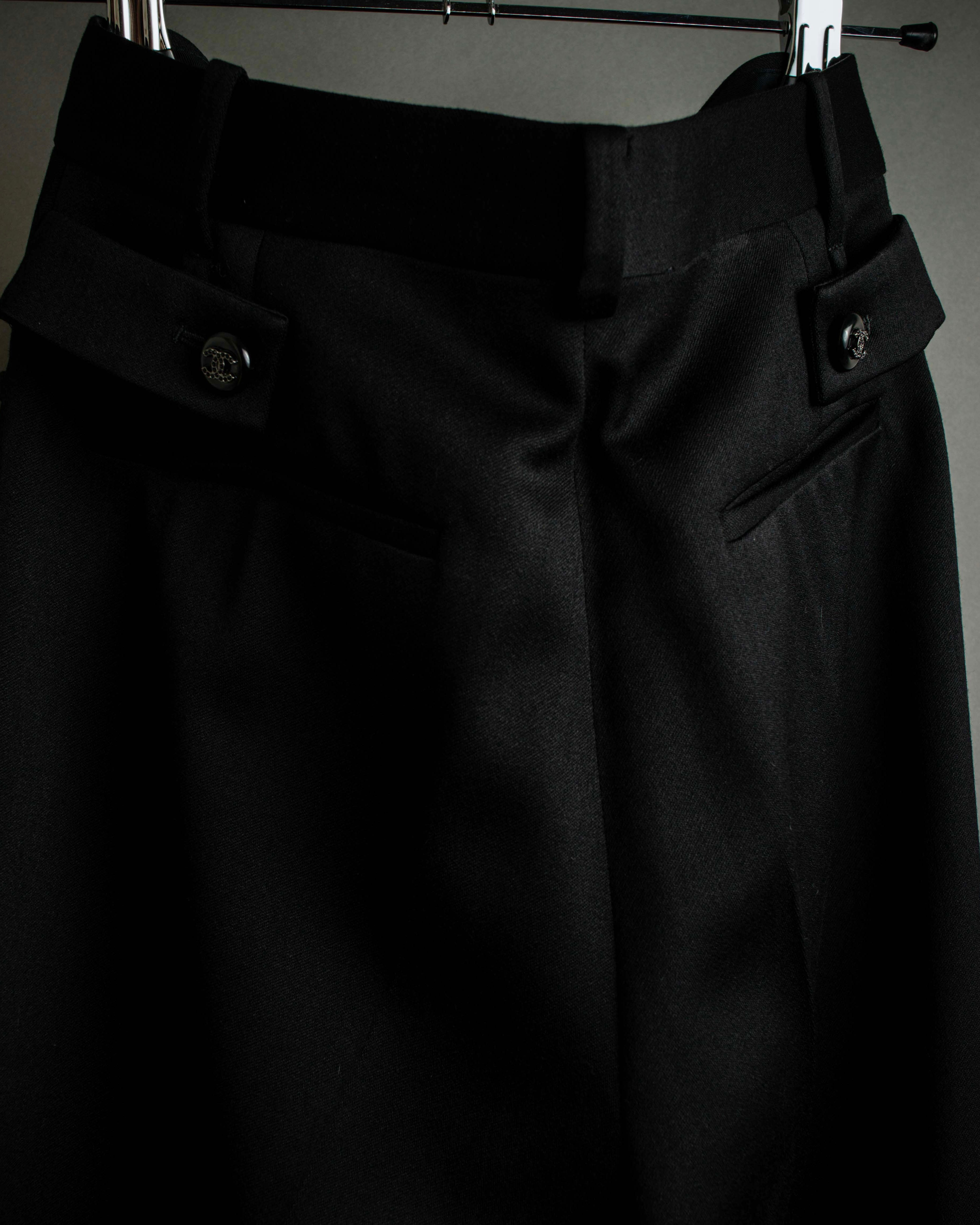 "CHANEL" Fringe design high waist straight cut slacks