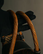 “BURBERRY BLUE LABEL” 00’s Rattan check lining basket bag