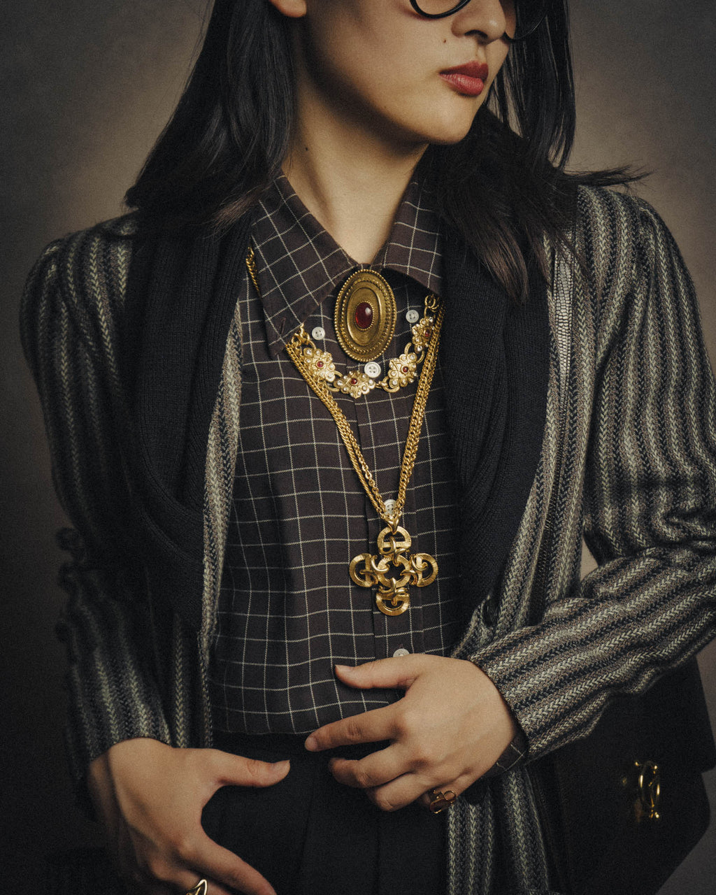 -SPECIAL- “Lucien Piccard” 70’s-80’s Gold tone cross pendant necklace