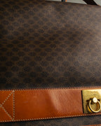 "CELINE" 80's-90's Macadam monogram pvc leather shoulder briefcase