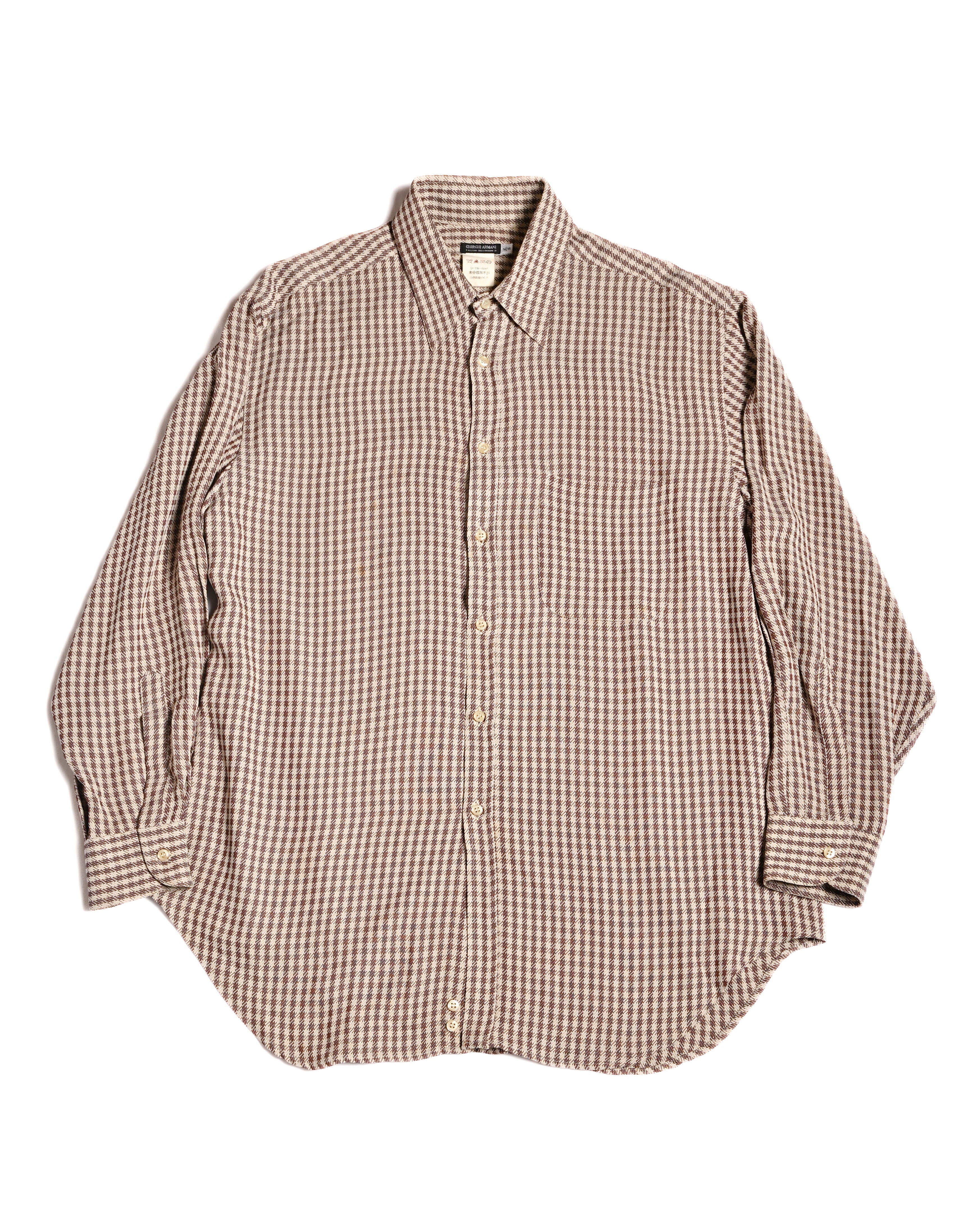 Giorgio Armani/ Houndstooth Check Pattern Summer Wool Shirt