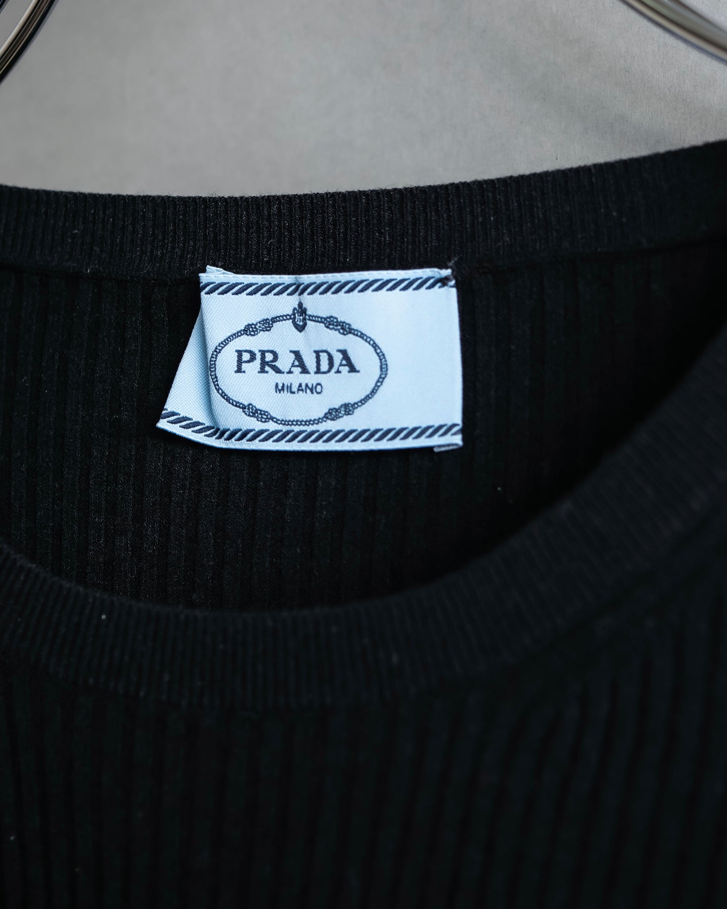 "PRADA" Ribbed black color pullover knit