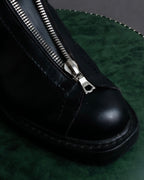 "GUCCI" Front zip design lace-up leather uncle boots