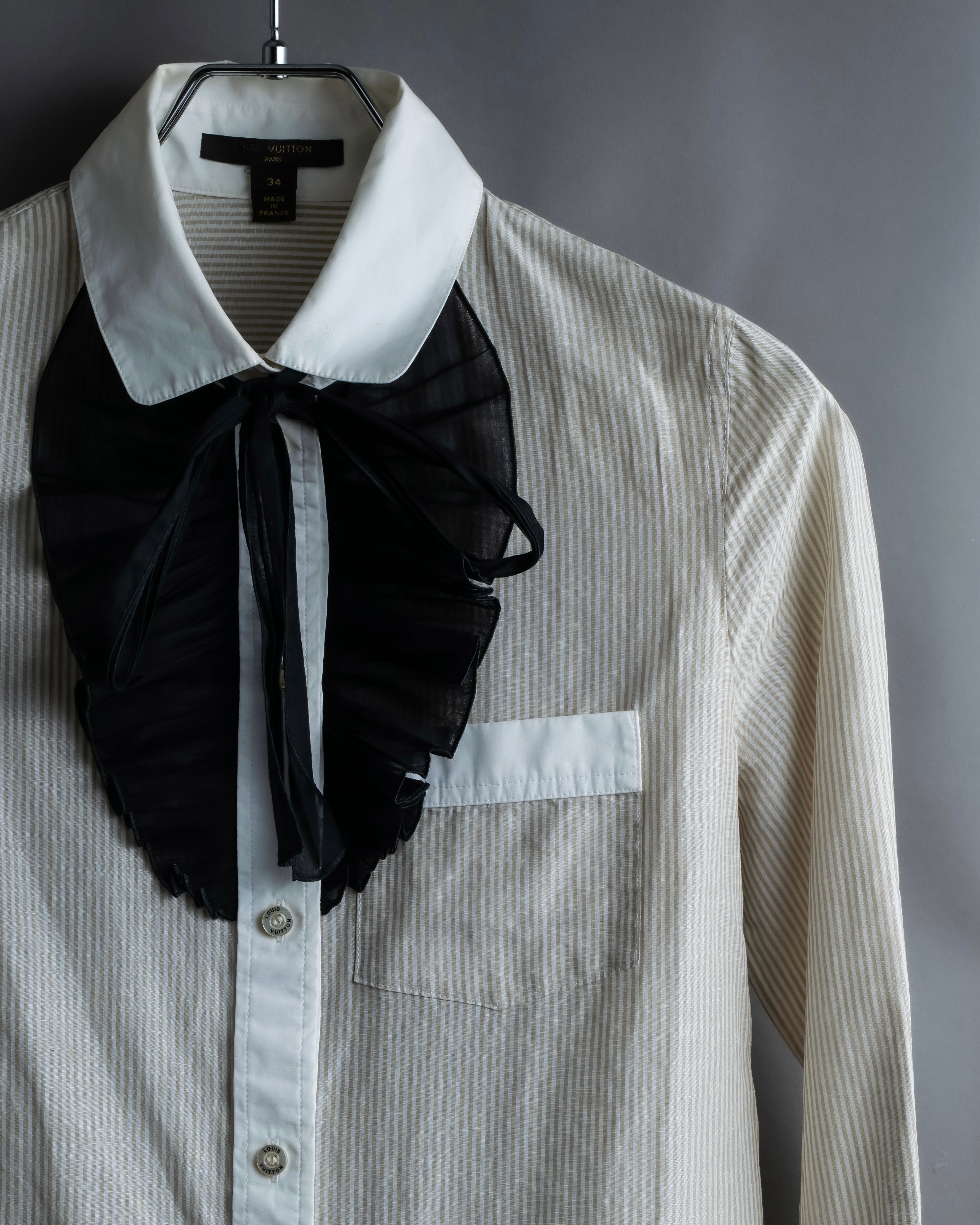 "LOUIS VUITTON" Ribbon frill design regular collar shirt