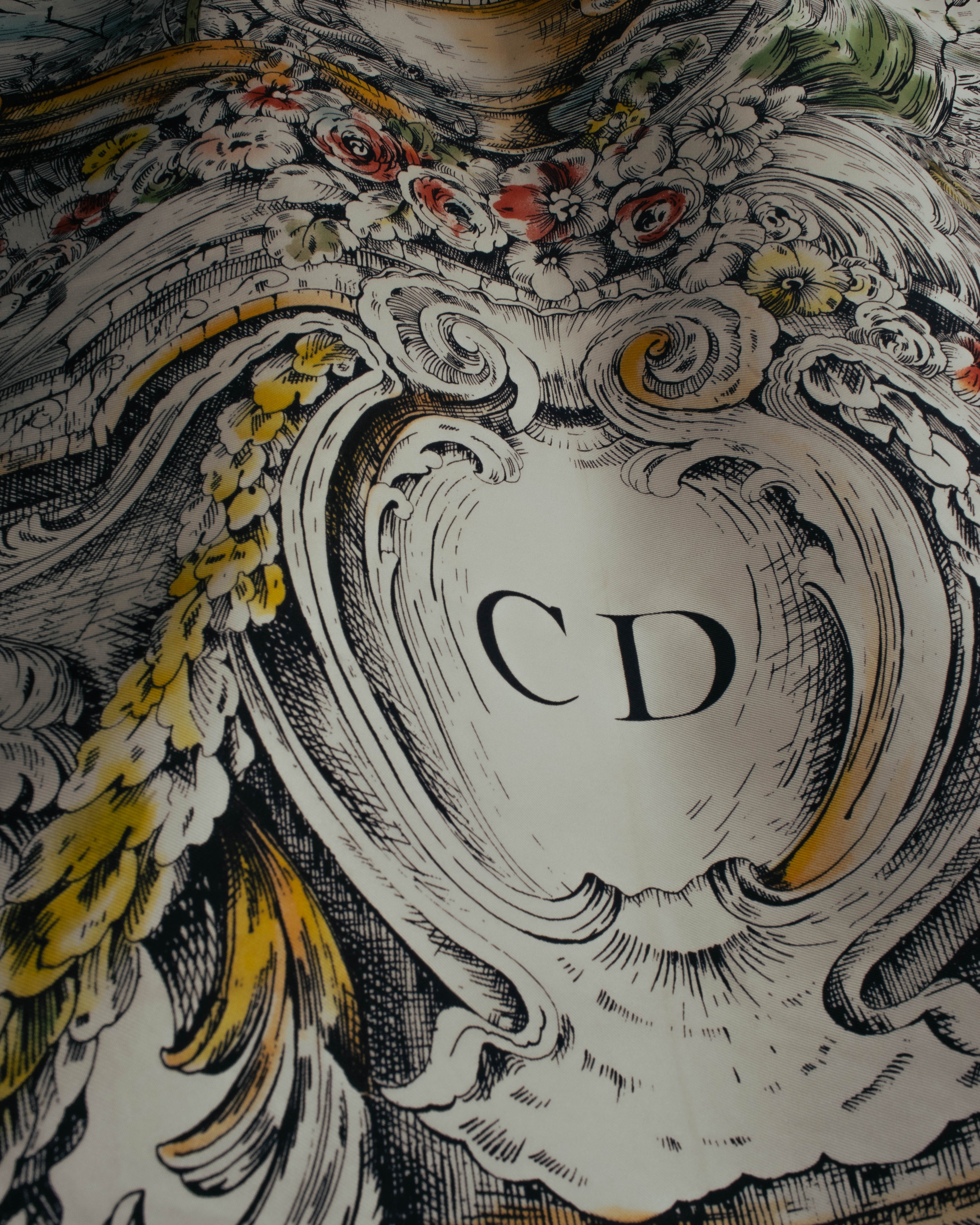 "Christian Dior" Vintage baroque print square scarf