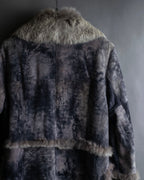 Fur switching design suede long coat