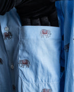 "GUCCI" Michele period elephant pattern sax blue color shirt