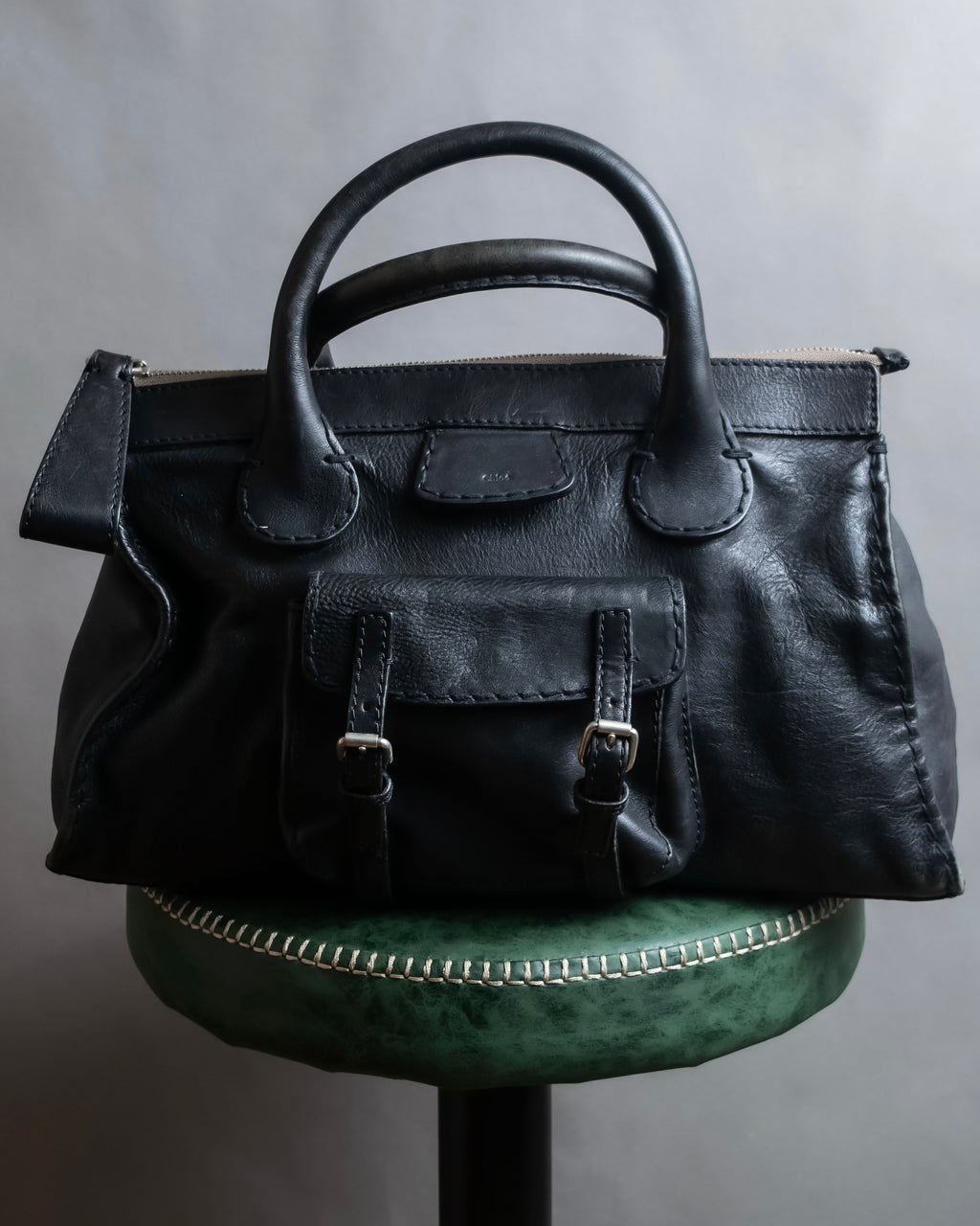 "Chloe" Out pocket detail leather Edith bag