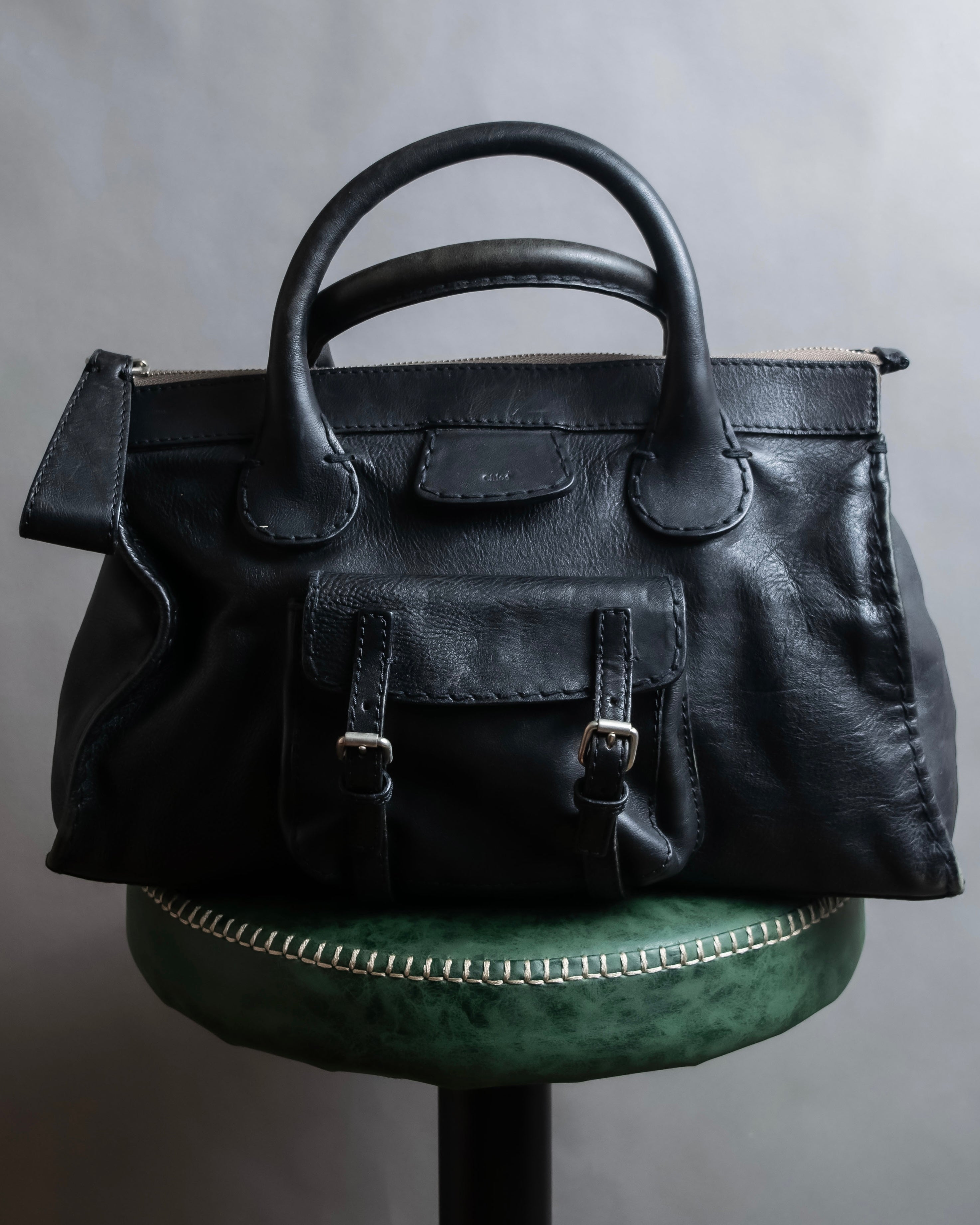 "Chloe" Out pocket detail leather Edith bag