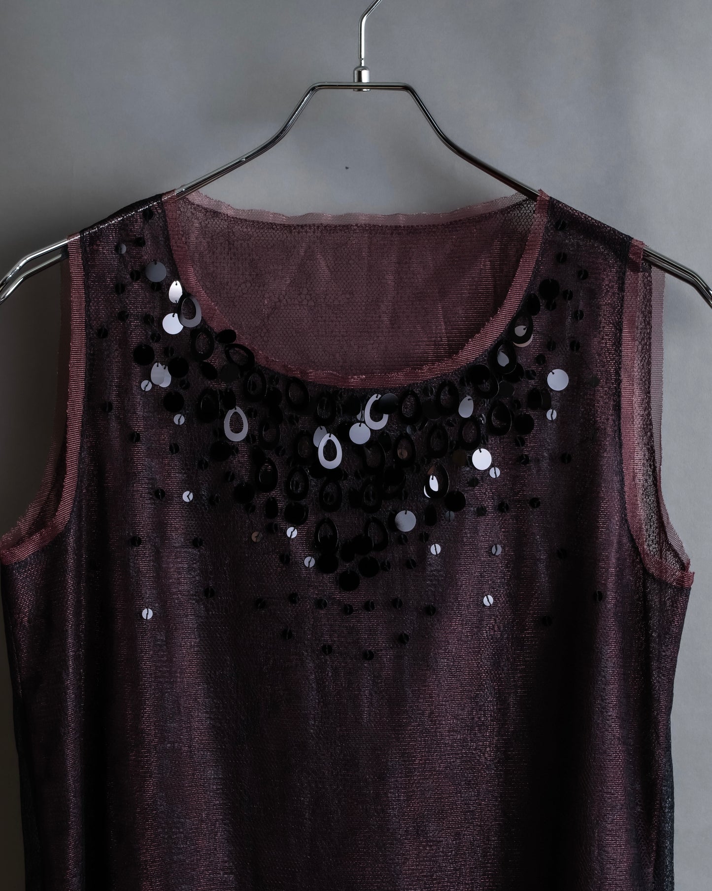 "LANVIN" Sequined bejeweled sleeveless pullover