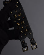 "VALENTINO" Pyramid stud design double buckle leather bracelet