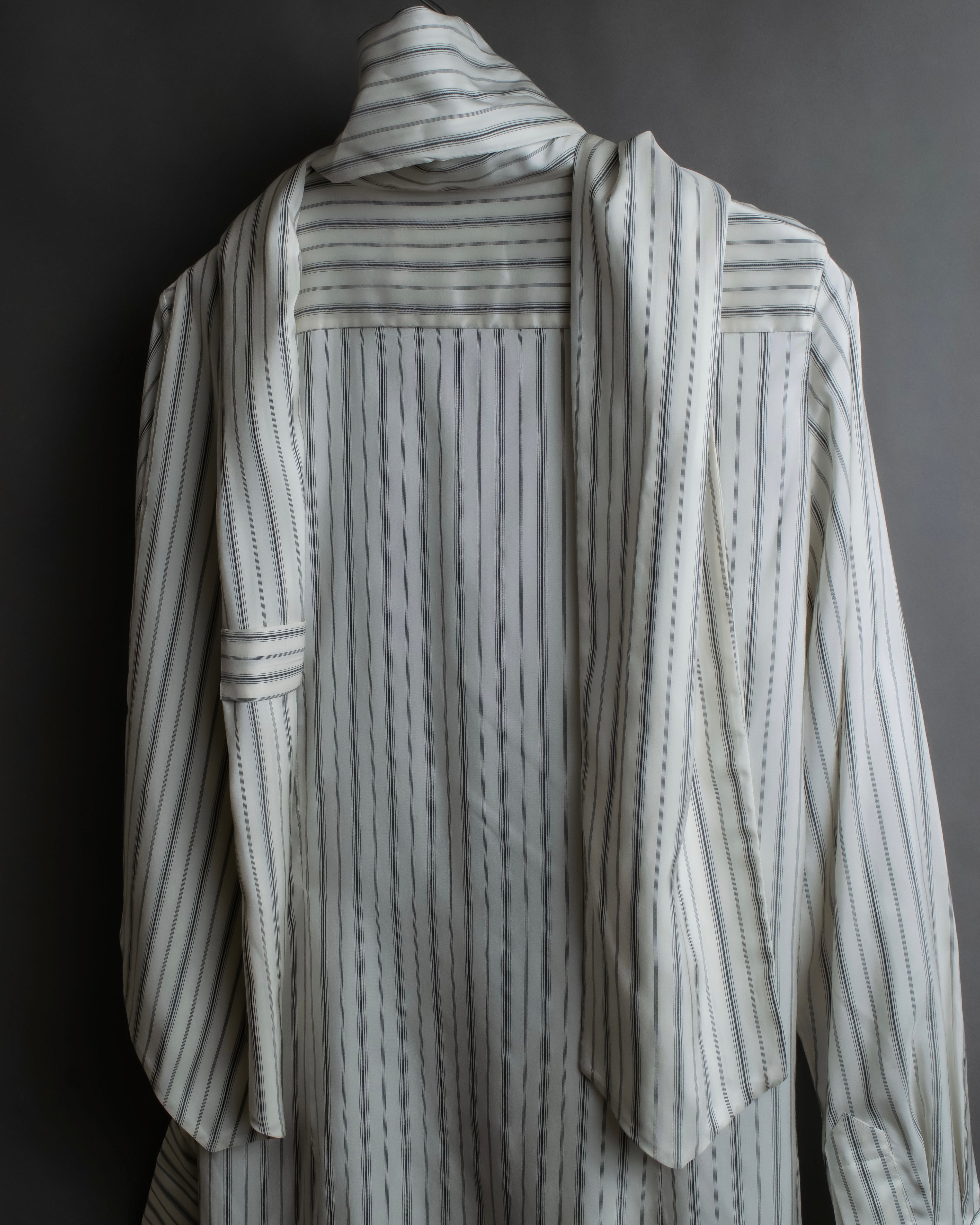 "MAISON MARGIELA" 16SS bowtie design striped long shirt