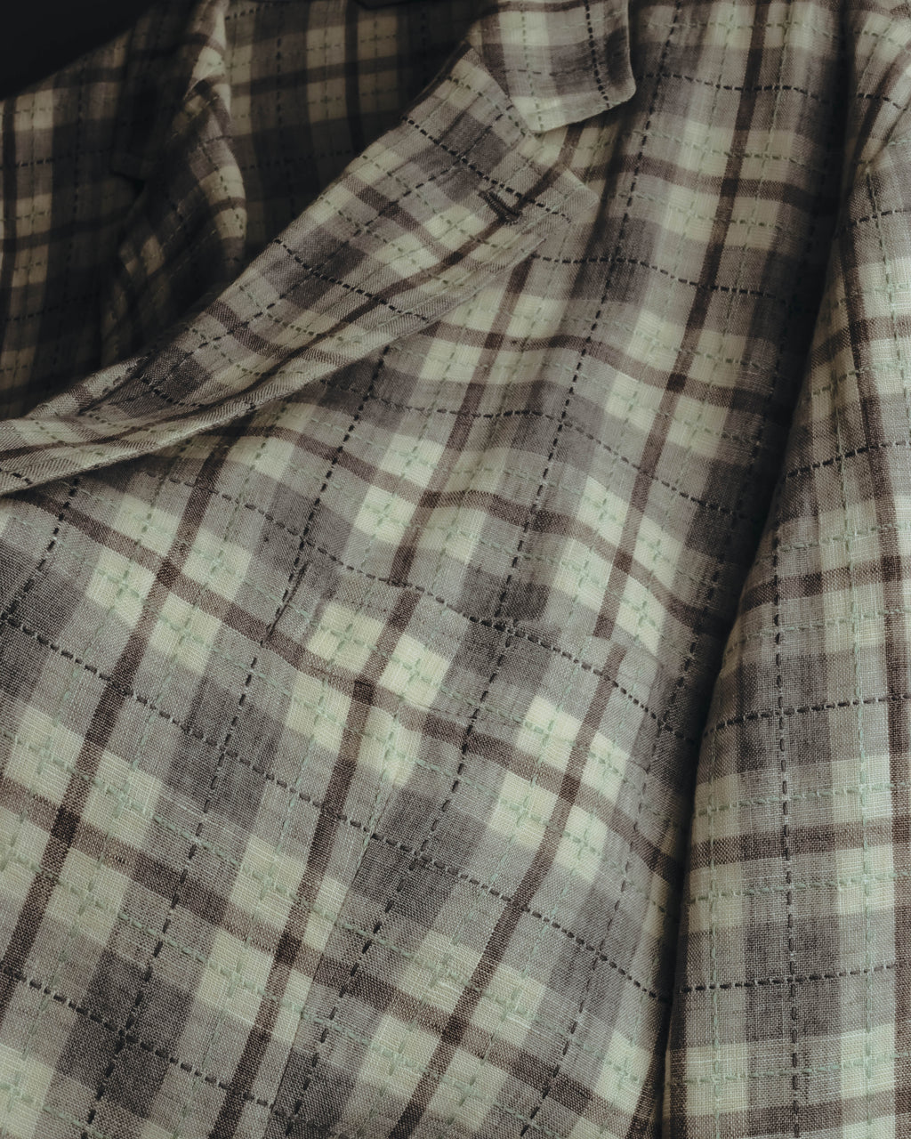 -SPECIAL- "Hermès" 10's Textured linen blend check blazer