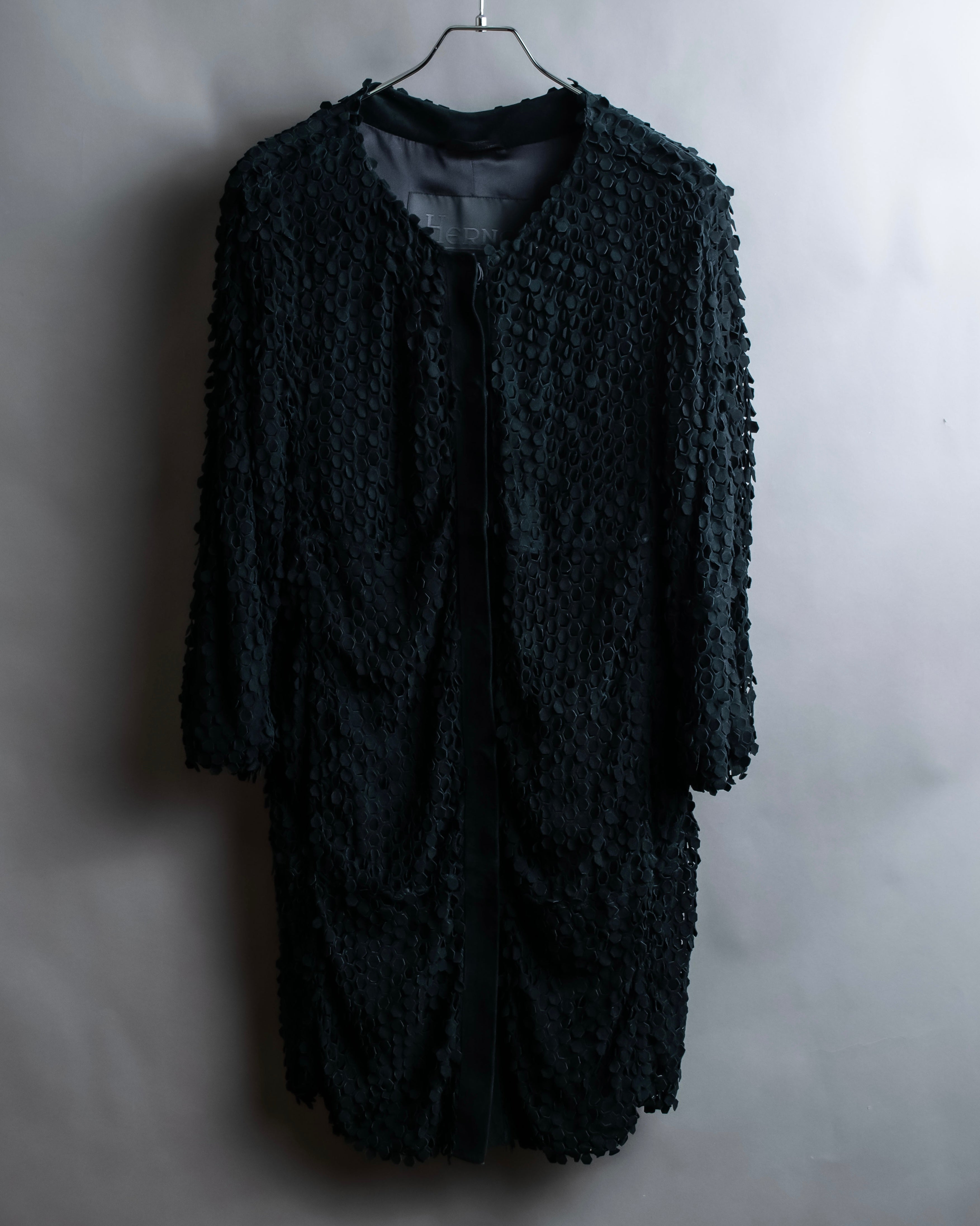 "HERNO" Laser cutwork design structured black dress