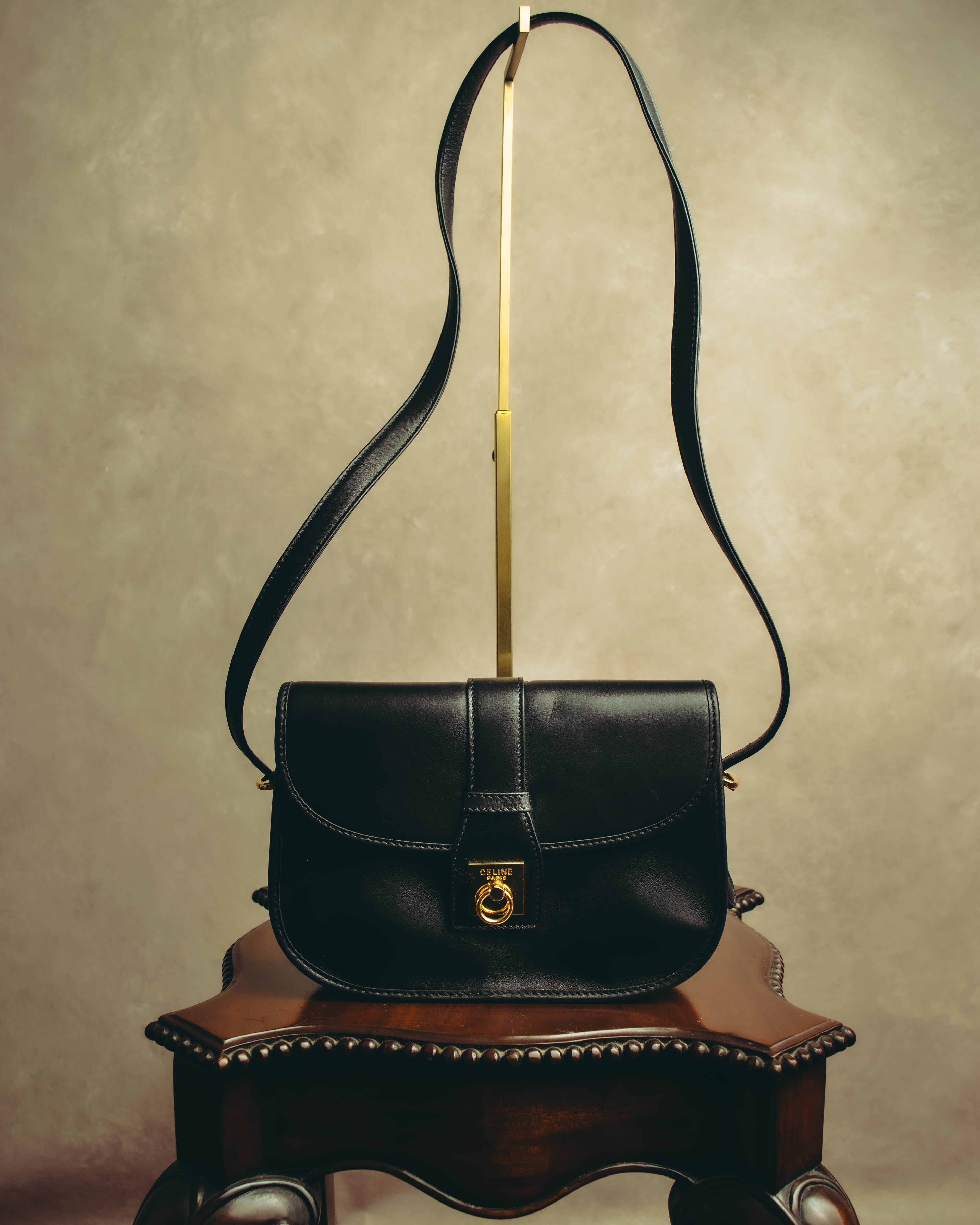 “CELINE” 90’s-00’s Ring lock leather shoulder bag