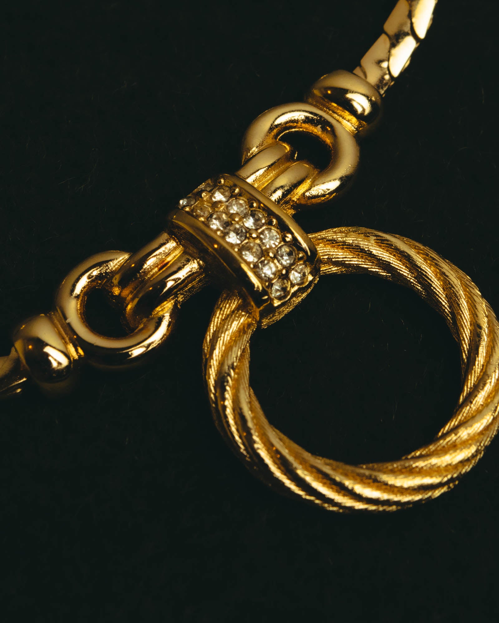 "Christian Dior" 80's-90's Gold tone rhinestone necklace