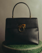 "Salvatore Ferragamo" 90's-00's Structured gancini leather top handle bag