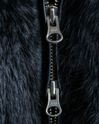 "DKNY" High neck ribbed fur double zip jacket