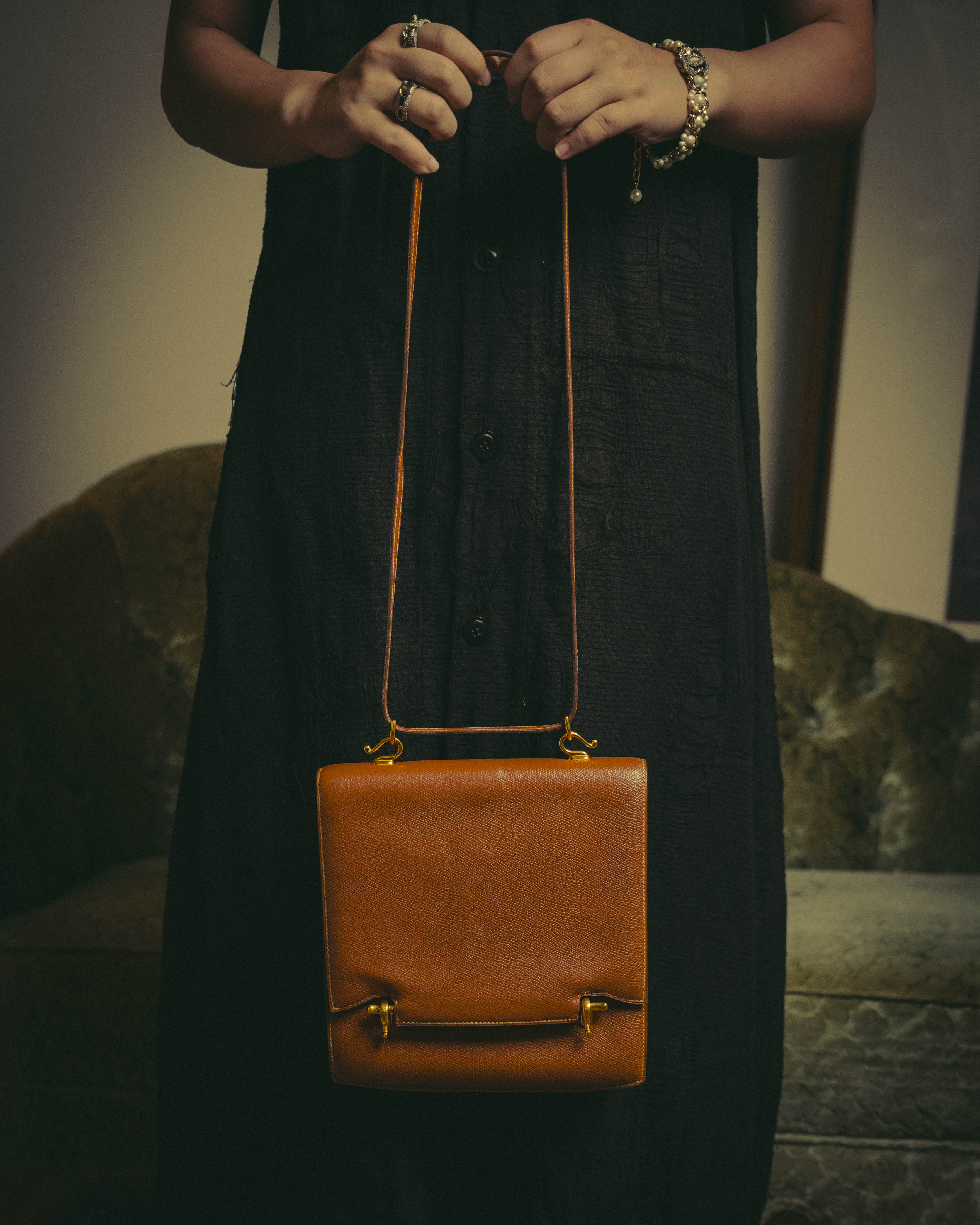 -SPECIAL- "Hermès" 80's Structured leather shoulder bag