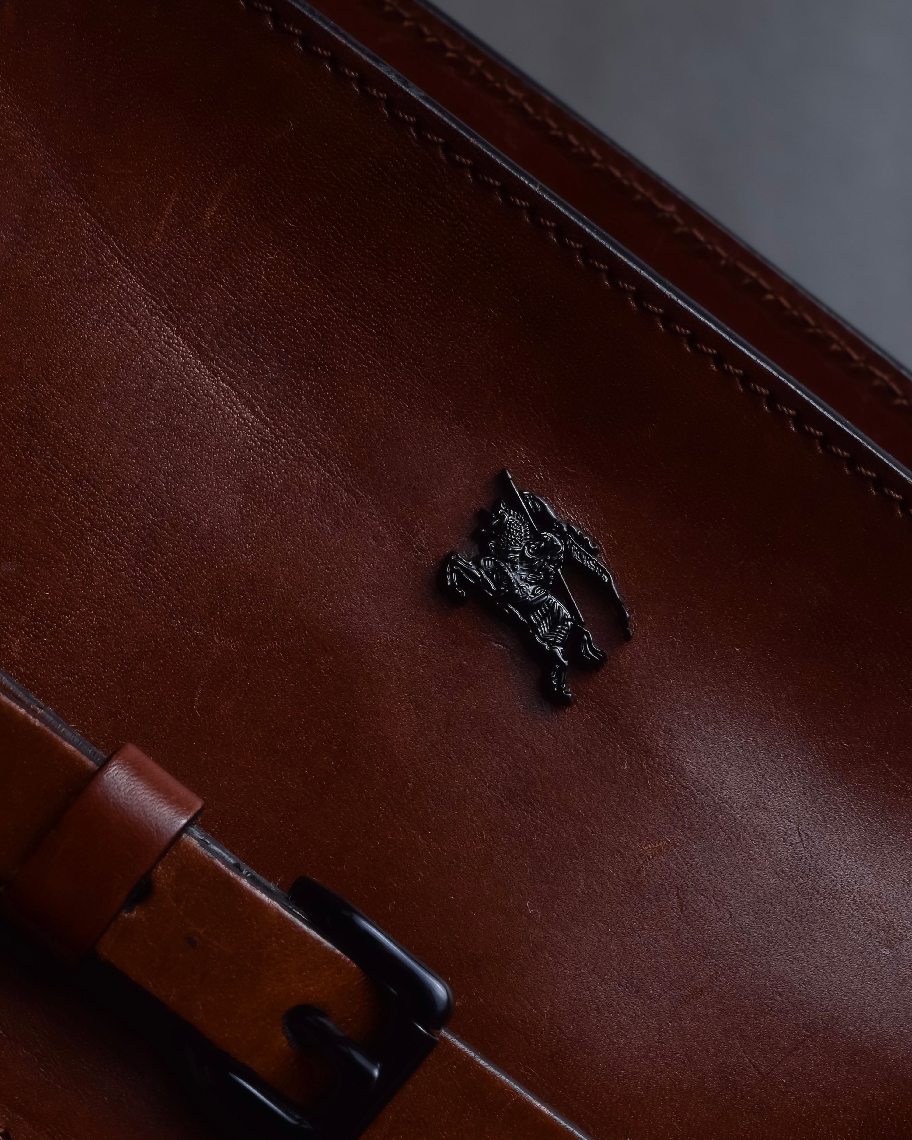 "BURBERRY" Harness detail check canvas leather bag