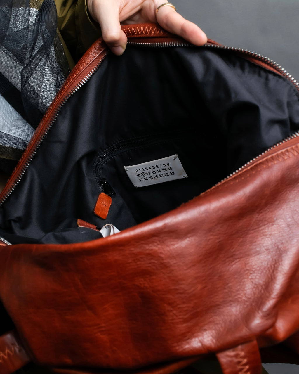 "MAISON MARGIELA" Genuine leather 2way brown color sailor bag