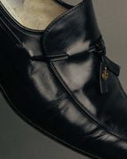 "GUCCI" 80's Vintage anchor motif tassel leather loafers