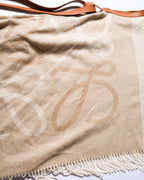 LOEWE by Jonathan Anderson/ Fringe Designed Beige Anagram Blanket Skirt