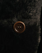 “LOEWE” 70’s-early 90’s Suede shearling belted long coat