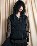 "sacai" Wig design sheer hooded pullover