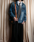 "GIORGIO ARMANI" Charcoal gray geometric pattern necktie