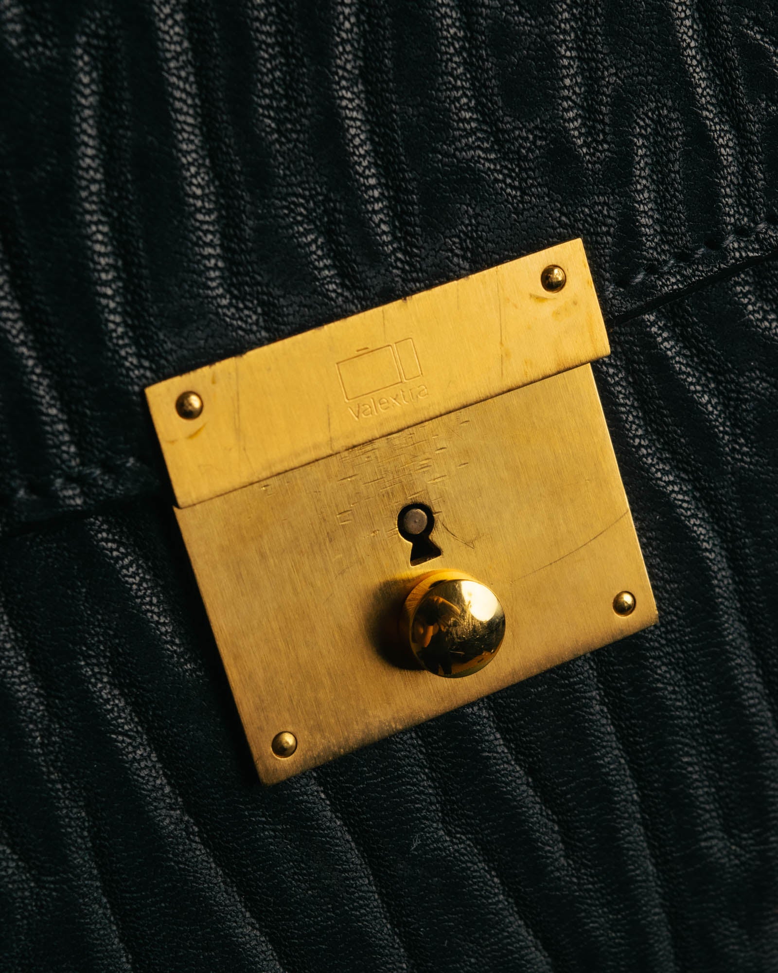 "Valextra" 80's-90's embossed leather document portfolio clutch