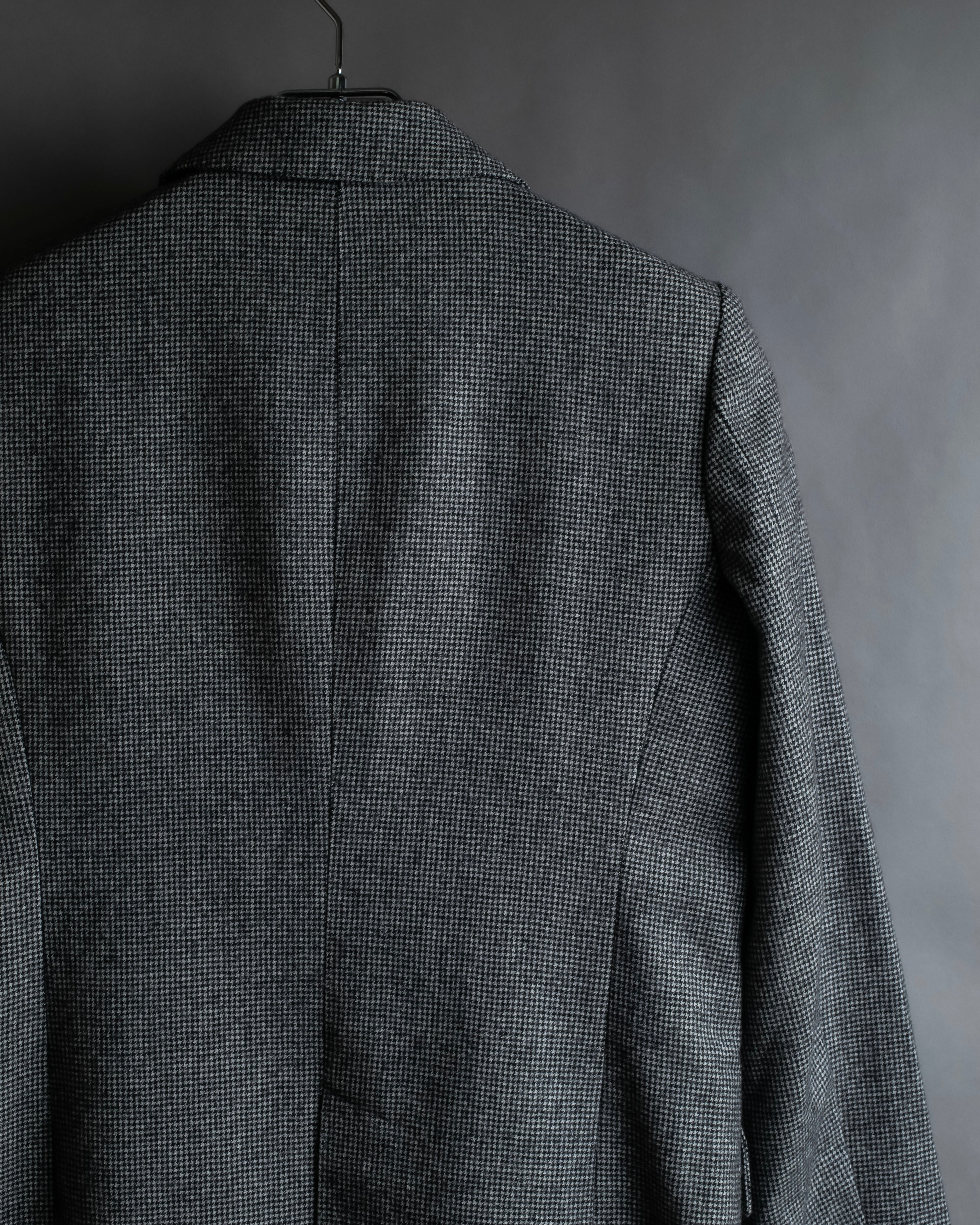 "Whim Gazette" Houndstooth pattern shaped tailored jacket