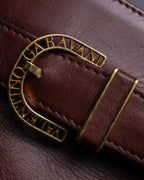 "Valentino Garavani" Reddish brown trapezoid silhouette 2way leather bag