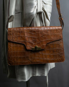 "GIORGIO ARMANI" crocodile leather box shoulder bag